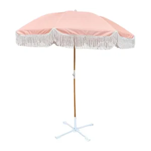Tassel Outdoor Solid Wood Advertising Beach Umbrella