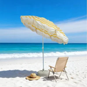 Tasseled Manual Steel Advertising Sun Umbrella for Outdoor Beach, Garden, Patio, and Market Stalls