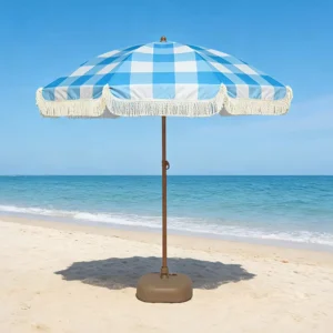 Tasseled Manual Steel Advertising Sun Umbrella for Outdoor Beach, Garden, and Patio with Large Size and Logo Printing