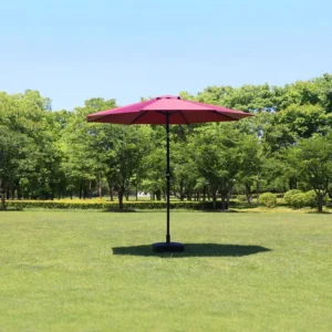 Terrace Garden Courtyard Beach Sunshade Umbrella with Printed Logo, Hand Crank Central Pole, Polyester Material, Base