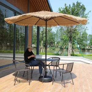 Thatched Outdoor Patio Umbrella Center Pillar Sunshade for Outdoor Stall Camping and Sun Shelter