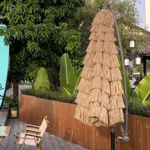 Thatched Patio Tiki Umbrellas with Tilt Tropical Palapa Raffia Tiki Hut Hawaiian Hula Beach Umbrellas