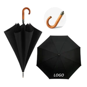 The Most Popular Golf Umbrella Business Men’s Long Handle Straight Rod Retro Solid Wood Handle Windproof and Rainproof Dual Use