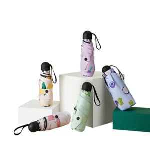 Three Color Manual Umbrella 50% Fruit Black Rubber Sunscreen Women’s Mini Portable Pocket UV Protection 6 Ribs Modern Design