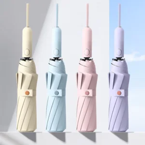Three-Fold Automatic Umbrella, 10 Ribs, Reinforced Wind-Resistant Compact Folding Travel Umbrella, UV Protection