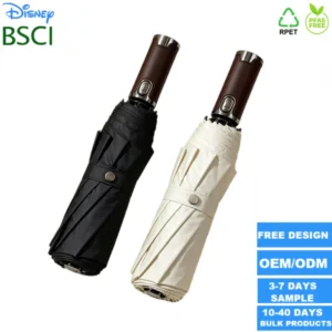 Three-Fold Custom Logo Umbrella, Strong Windproof and Waterproof Compact Business Umbrella