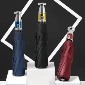 Three-Fold Fully Automatic Business Umbrella UV Sun and Rain Protection Black Coating Dual-Use Car Umbrella