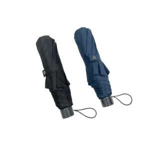Three-Fold Hand-Open 8-Rib Aluminum Alloy and Reinforced Fiberglass Windproof Rain Umbrella, Unisex