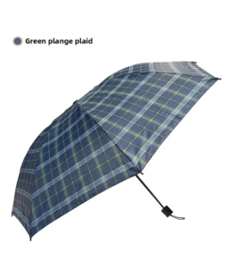 Three-Fold Manual Folding Umbrella, Polyester Silk Plaid, Rainproof, Sun Protection, 55cm 8K, Men’s Women’s Business Use