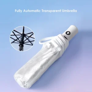 Three-Fold Small Full-Automatic Reinforced Transparent Plastic Umbrella for Men and Women