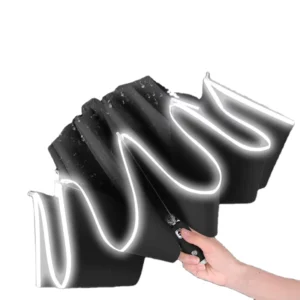 Three-Fold Solar Reverse Rain Umbrella With Reflective Strip, Automatic Open/Close, and LED Light