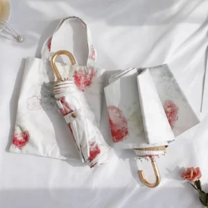 Three-Fold Umbrella with Shopping Bag
