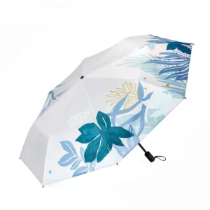 Three-Fold Water-Blooming Color-Changing Umbrella, Black Coating, UV Protection
