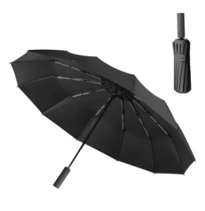 Three-Folding Pongee Nylon Umbrella Windproof Sunblock Fully Automatic Rain Men’s Women’s 100cm Open