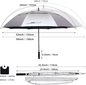 Titanium Silver Golf Umbrella Double Layer 40 Long Handle Oversized Sunshade Straight Semi-Automatic 8 Ribs