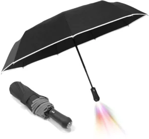 Top Selling custom logo promotional travel Led Light Night black folding Umbrellas Business Gift LED umbrella
