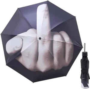 Traditional Middle Finger Straight Manual Folding Umbrella Travel-Friendly Polyester Gift for Adults