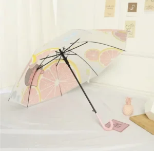 Transparent Advertising Gift Semi-automatic Long Steel Handle Large Size Women’s Reinforced Straight 190T 8 Ribs Sun Umbrella UV