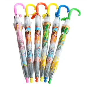 Transparent Children’s Umbrella Windproof Boys and Girls Clear Cartoon Animal Dinosaur Print