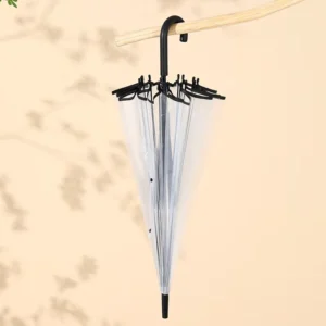 Transparent Clear POE Long Stick Umbrella Curved Hook Handle Windproof Waterproof for Outdoor Walking