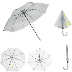 Transparent Custom Logo Semi-Automatic Clear PVC Stick Umbrella, Wedding Bridal, Manufacturer