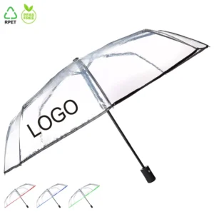 Transparent Fully Automatic 3-Fold Advertising Umbrella Custom Logo Printing UV Protection Minimalist Design for Business