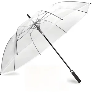 Transparent Golf Umbrella with Long EVA Handle Classic Straight Design POE Material Logo Printing Easy Opening