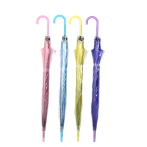 Transparent Long Handle Rainproof PVC Umbrella OEM Custom Logo Advertising Gift