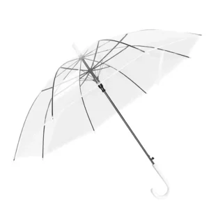 Transparent Long Handle Windproof POE Umbrella for Wedding Kids & Students