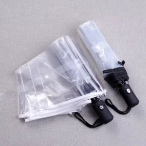 Transparent POE Auto 3-Folding Windproof Umbrella