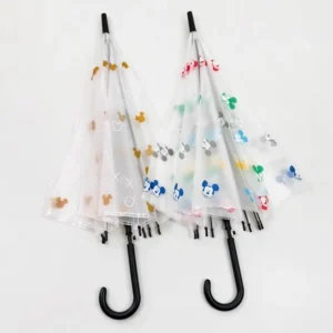 Transparent POE Children’s Semi-Automatic 8-Rib Straight Umbrella with Long Handle