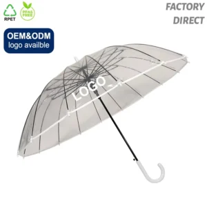 Transparent POE Fabric Straight Automatic Umbrella