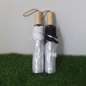 Transparent POE Manual 8-Rib Umbrella, Tri-Fold, Wooden Handle, Lightweight, Portable, Edge-Bound, Custom