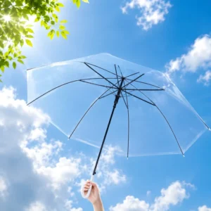 Transparent POE Stick Rain Umbrella for Supermarket, Event, Giveaway, School