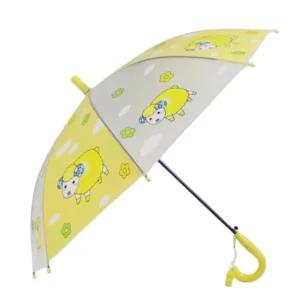 Transparent Straight Clear Kids Plastic Rain Umbrella Black Metal Shaft Semi Automatic Opening 8 Rib Customized Designs