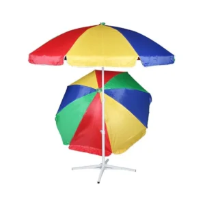 Travel Advertising Straight Umbrella Windproof Custom Logo Outdoor Sun Beach Steel Shaft Plastic Manual UV Protection 140cm