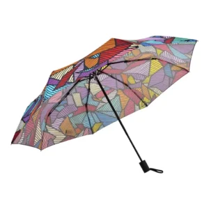Travel Compact 21inch 94cm Diameter Manual Open Pongee Fabric Metal Shaft Three Folding Umbrella