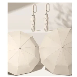 Travel Compact Inverted Umbrella with Ring Buckle, Portable Large Windproof Reverse Reflective Umbrella for Rain and Sun