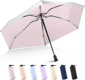 Travel Mini Sun Umbrella Compact 190T Five-Folding Small Mini Compact Travel Umbrella Portable Backpack Solution