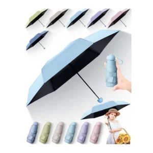 Travel Mini UPF50 UV Umbrella Set Lightweight Windproof Compact Pocket Sun Rain Parasol Pink Custom Printed