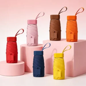 Travel Mini Umbrella For Purse With Case Small Compact UV Sun Protection Sun Lightweight Tiny Pocket Umbrella With Logo Printing