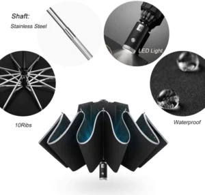Travel Umbrella Windproof Automatic Foldable Reverse Rain Umbrella for Women Men