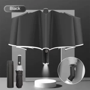 Travel Windproof UV LED Auto Open and Close 3-Fold Foldable Mini Umbrella
