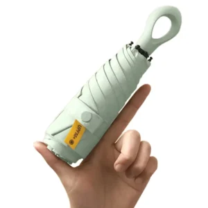Trending Mini Pocket Umbrella Creative O-Ring Handle 6 Ribs Windproof 5-Folding Customizable Business Gifts Black Coating
