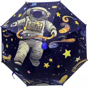 Trendy Cute Star Cartoon Kids Umbrella Waterproof Lightweight Student Rain Umbrella DinosaurAstronaut Pattern Children Umbrella