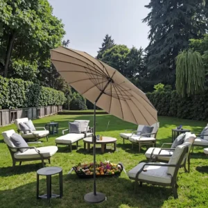 Triple Head Double-Sided Extra Large 15ft Patio Umbrella Twin Parasol for Resort