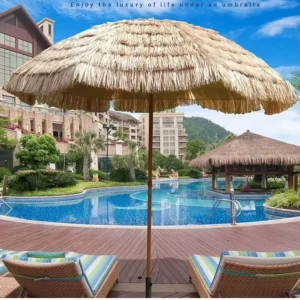 Tropical Style Artificial Straw Patio Umbrella Outdoor Sun Shade Parasol for Home Balcony Garden