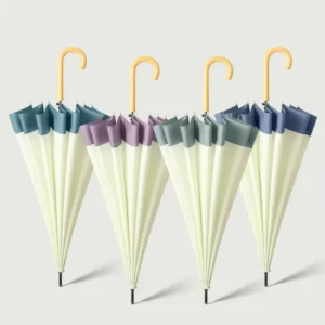 Two-Color Stitching Minimalist Style 24 Inch 16-Rib Automatic Open Stick Umbrella