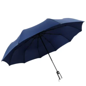 UB07 Automatic Large Umbrella Black Rubber UV Sun and Rain Three-Folding Business Umbrella with Logo