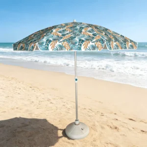 UPF50+ 3.25ft Aluminum Beach Umbrella with Wood Base, Square Classic Design, Outdoor Patio and Courtyard Use